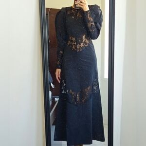 H&M Lace Trimmed SMALL Dress Black Party Elegant